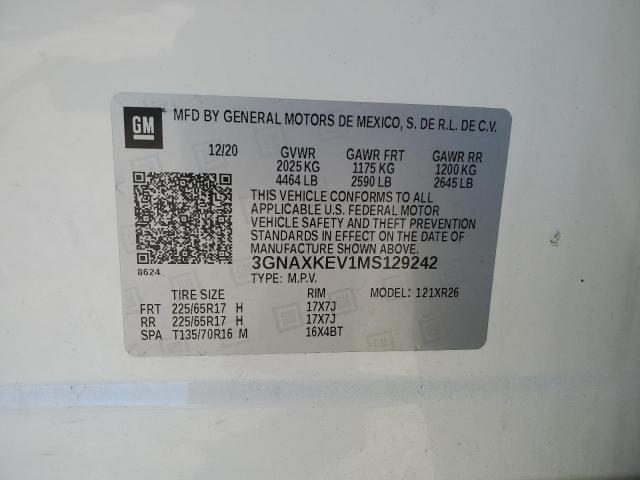 2021 CHEVROLET EQUINOX LT - 3GNAXKEV1MS129242