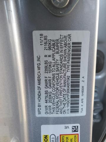 VIN 1HGCV1F3XKA007042 2019 Honda Accord, Sport no.12