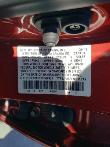 2019 HONDA CIVIC LX - 2HGFC2F61KH562403