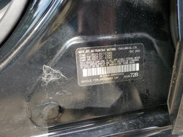 VIN ML32AUHJ6NH002423 2022 Mitsubishi Mirage, ES no.12