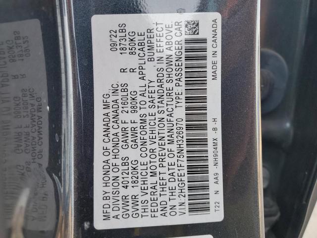 2022 HONDA CIVIC EX - 2HGFE1F75NH326970