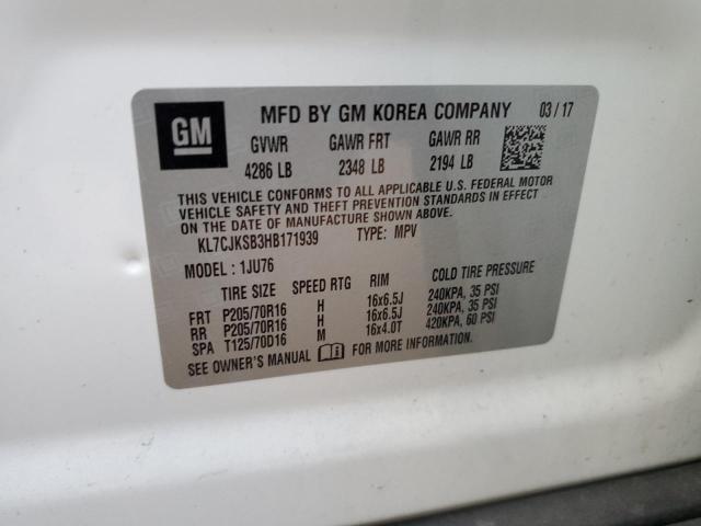 2017 CHEVROLET TRAX LS - KL7CJKSB3HB171939