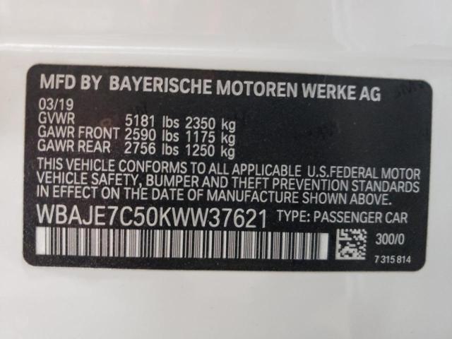 VIN WBAJE7C50KWW37621 2019 BMW 5 Series, 540 XI no.12