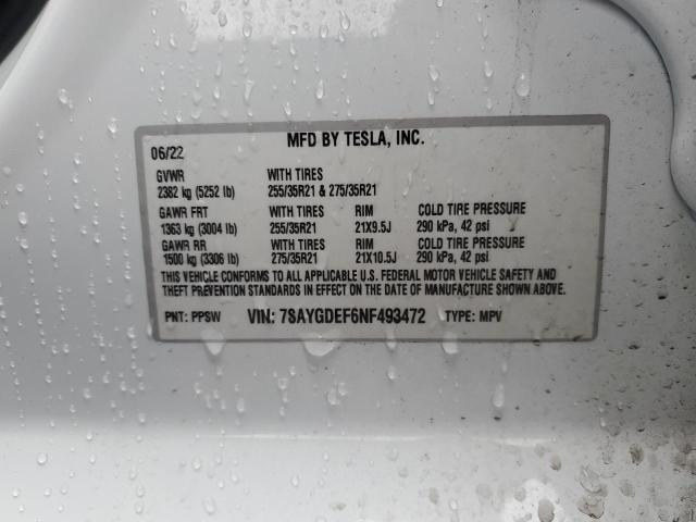 2022 TESLA MODEL Y - 7SAYGDEF6NF493472