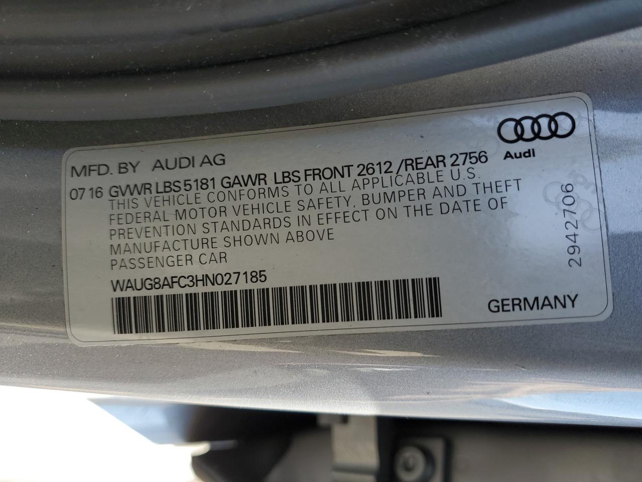 Lot #3033239865 2017 AUDI A6 PREMIUM