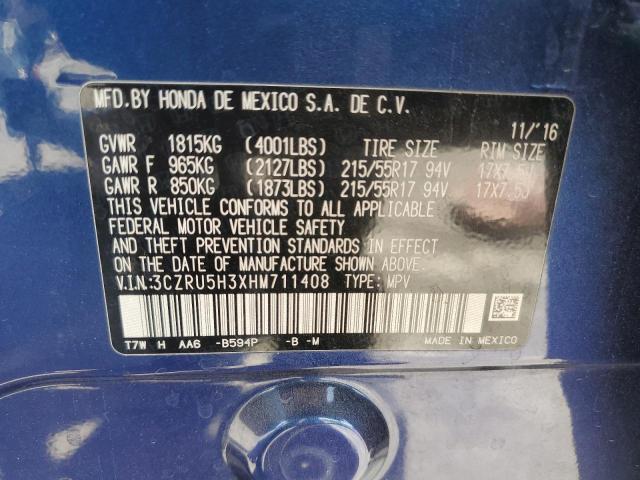 2017 HONDA HR-V LX - 3CZRU5H3XHM711408