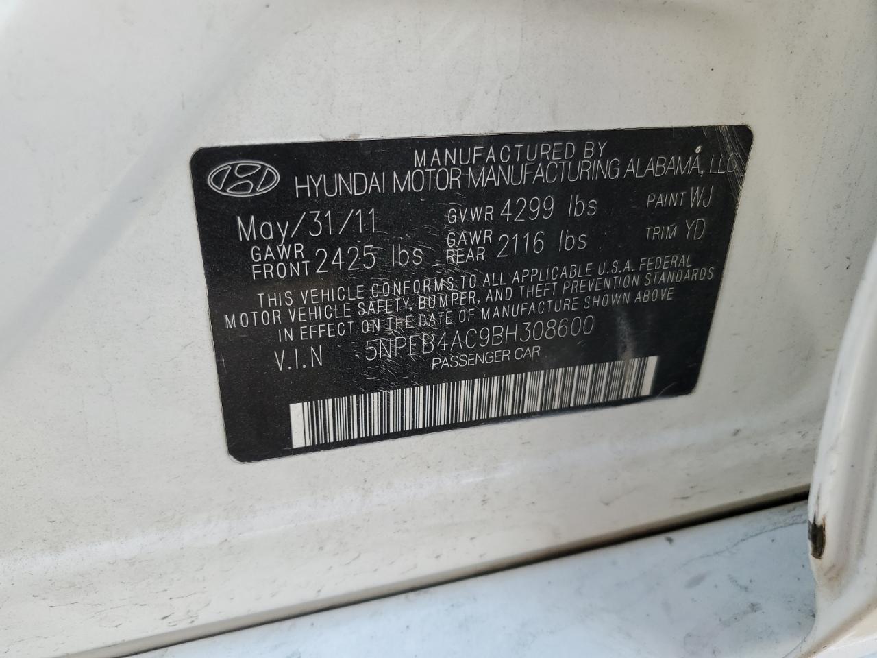 Lot #3020859757 2011 HYUNDAI SONATA GLS