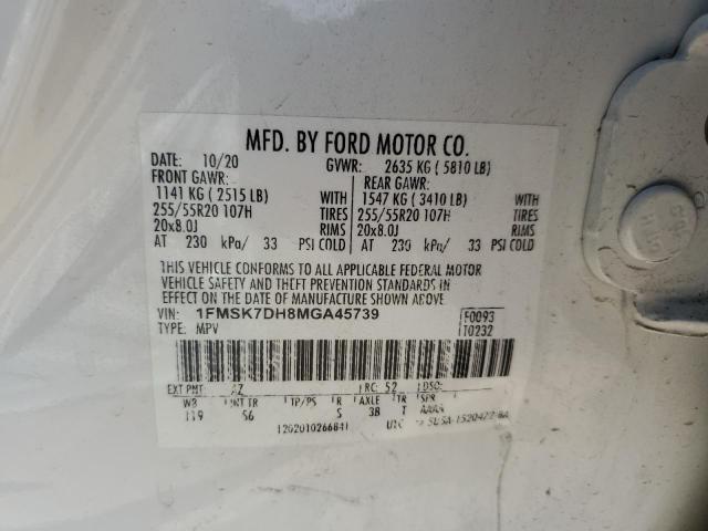 2021 FORD EXPLORER X - 1FMSK7DH8MGA45739