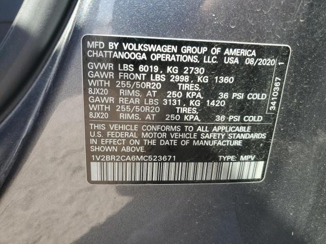 2021 VOLKSWAGEN ATLAS SEL - 1V2BR2CA6MC523671