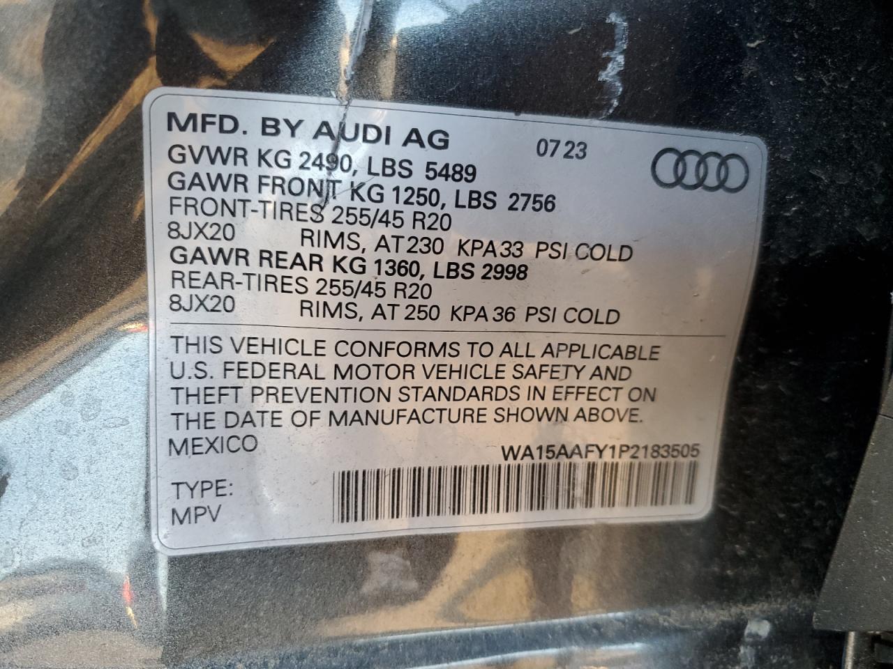 Lot #2923447146 2023 AUDI Q5 SPORTBA