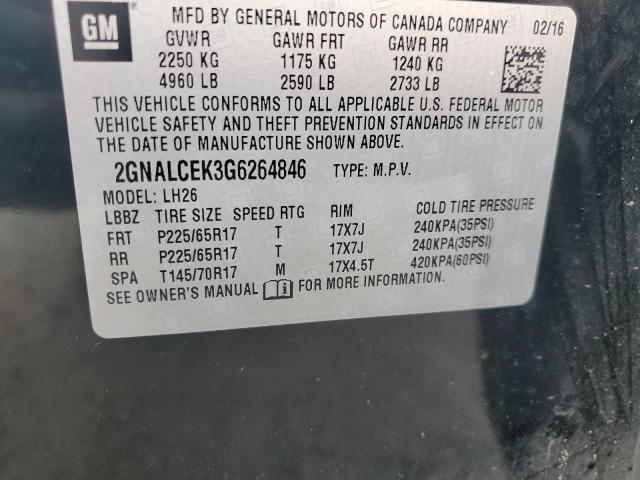 2016 CHEVROLET EQUINOX LT - 2GNALCEK3G6264846