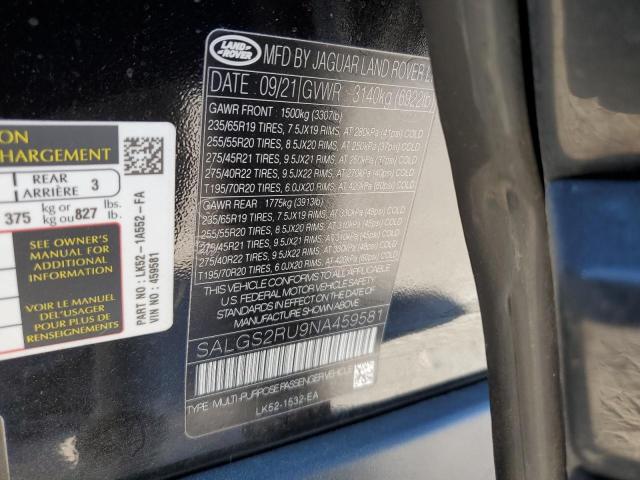 2022 LAND ROVER RANGE ROVE - SALGS2RU9NA459581