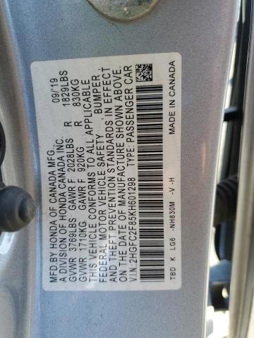 2HGFC2F85KH601298 2019 HONDA CIVIC