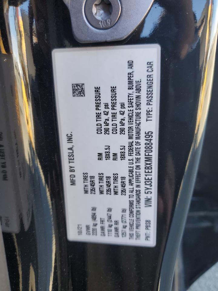 Lot #2986958859 2021 TESLA MODEL 3