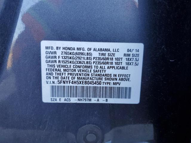 VIN 5FNYF4H5XEB045450 2014 Honda Pilot, Exl no.13