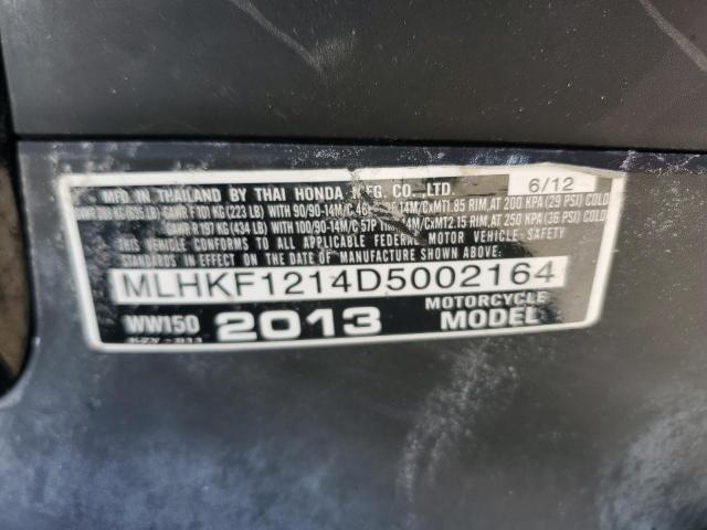 2013 HONDA PCX 150 MLHKF1214D5002164