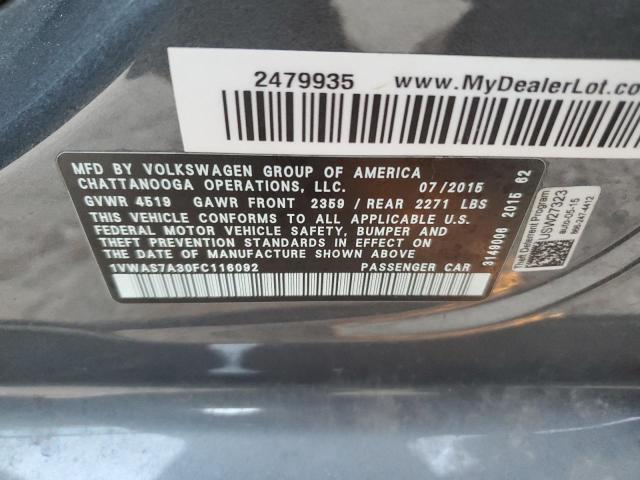 2015 VOLKSWAGEN PASSAT S - 1VWAS7A30FC116092