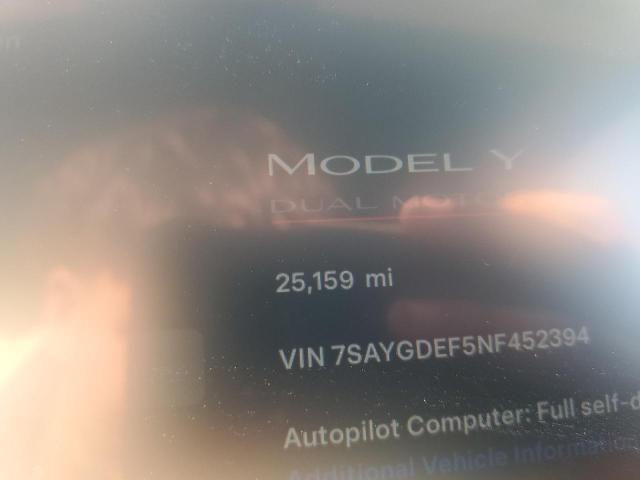 VIN 7SAYGDEF5NF452394 2022 TESLA MODEL Y no.9