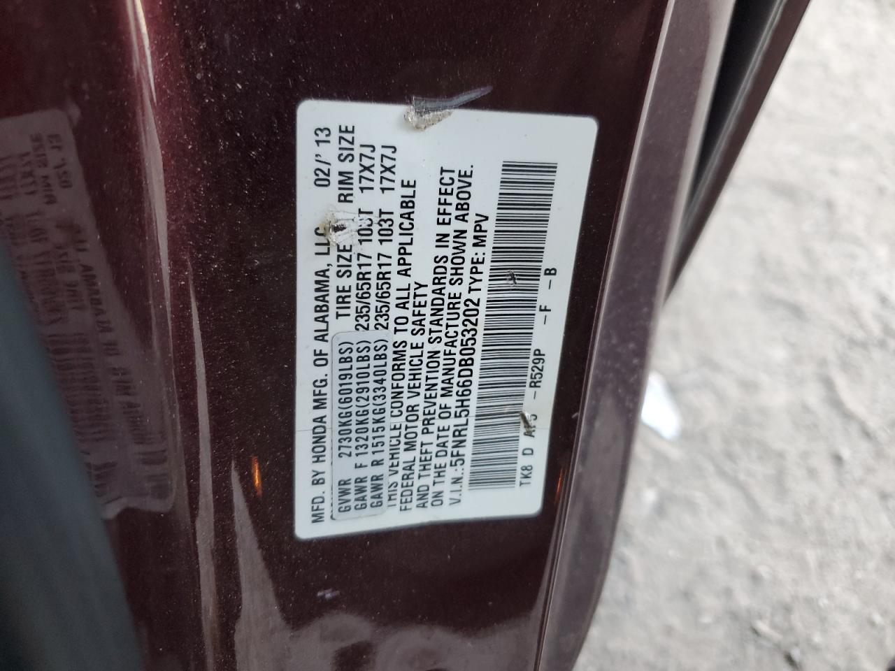 Lot #3022966125 2013 HONDA ODYSSEY EX