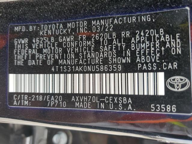2022 TOYOTA CAMRY NIGH - 4T1S31AK0NU586359