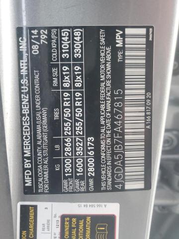 2015 MERCEDES-BENZ ML 350 - 4JGDA5JB7FA467815