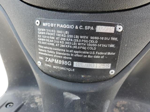 2019 PIAGGIO MOTORCYCLE ZAPM898G8K7001258
