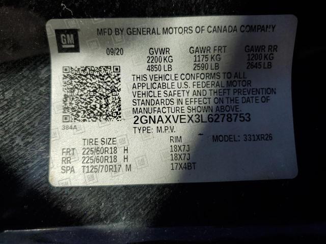 2020 CHEVROLET EQUINOX LT - 2GNAXVEX3L6278753