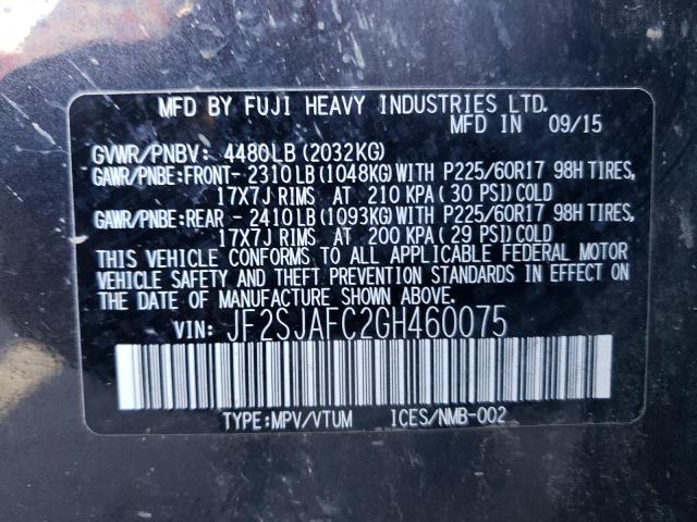 2016 SUBARU FORESTER 2 - JF2SJAFC2GH460075