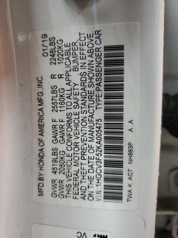 2019 HONDA ACCORD HYB - 1HGCV3F52KA005475