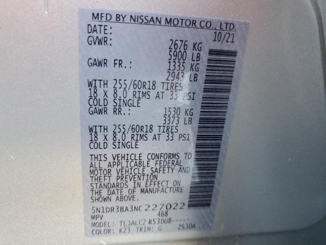 2022 NISSAN PATHFINDER - 5N1DR3BA3NC227022