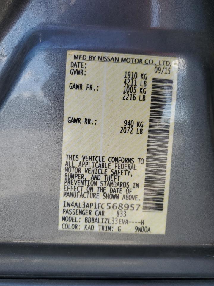 Lot #2982356178 2015 NISSAN ALTIMA 2.5