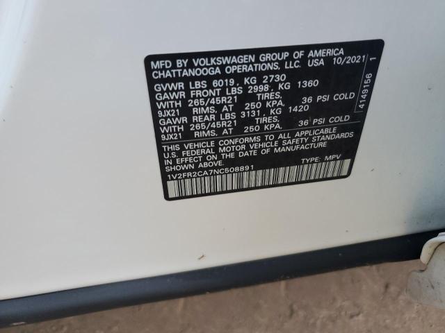 VIN 1V2FR2CA7NC508891 2022 Volkswagen Atlas, Sel Pr... no.14