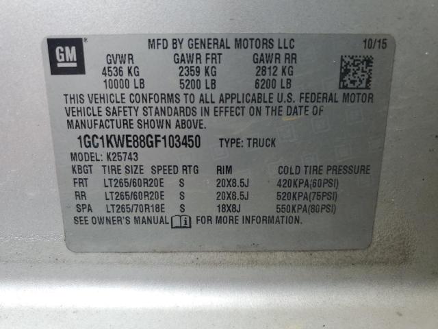 2016 CHEVROLET SILVERADO - 1GC1KWE88GF103450