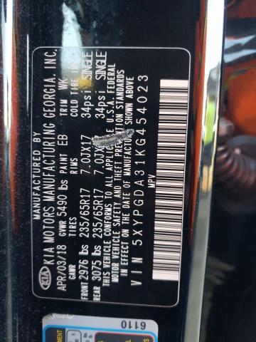 2019 KIA SORENTO 5XYPGDA31KG454023