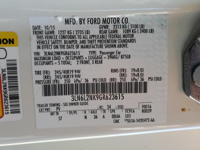 2016 LINCOLN MKZ BLACK - 3LN6L2NK9GR623615