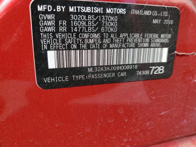 2017 MITSUBISHI MIRAGE ML32A3HJXHH008918