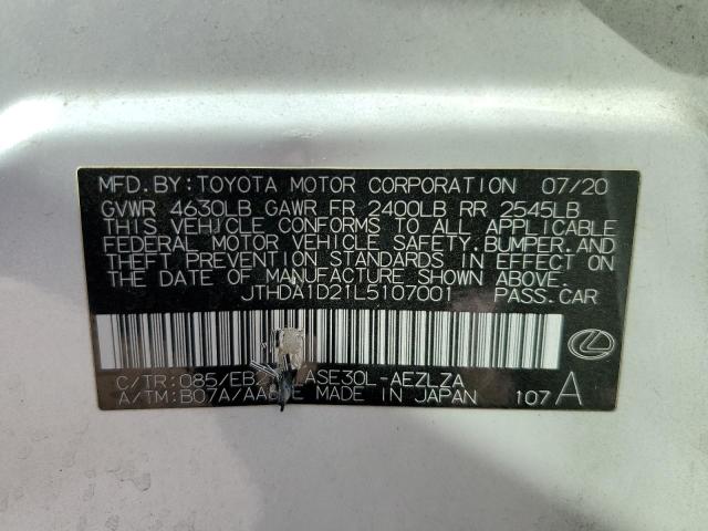 2020 LEXUS IS 300 PRE JTHDA1D21L5107001