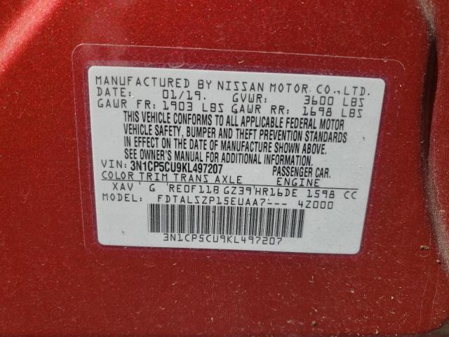 2019 NISSAN KICKS S - 3N1CP5CU9KL497207