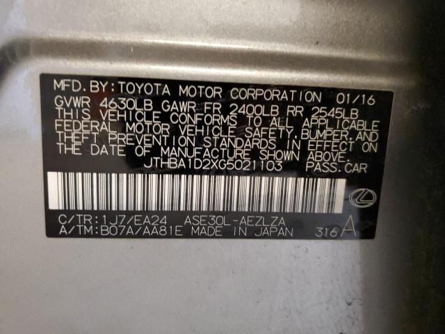 2016 LEXUS IS 200T - JTHBA1D2XG5021103