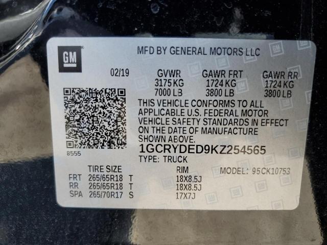 2019 CHEVROLET SILVERADO - 1GCRYDED9KZ254565