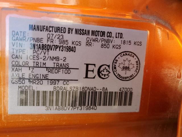 2023 NISSAN SENTRA SR - 3N1AB8DV7PY319840