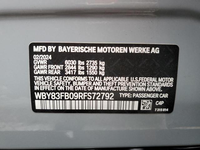 2024 BMW I4 XDRIVE WBY83FB09RFS72792