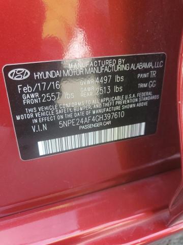 VIN 5NPE24AF4GH397610 2016 Hyundai Sonata, SE no.12