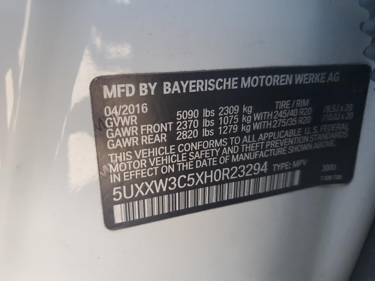 Lot #2945086686 2017 BMW X4 XDRIVE2