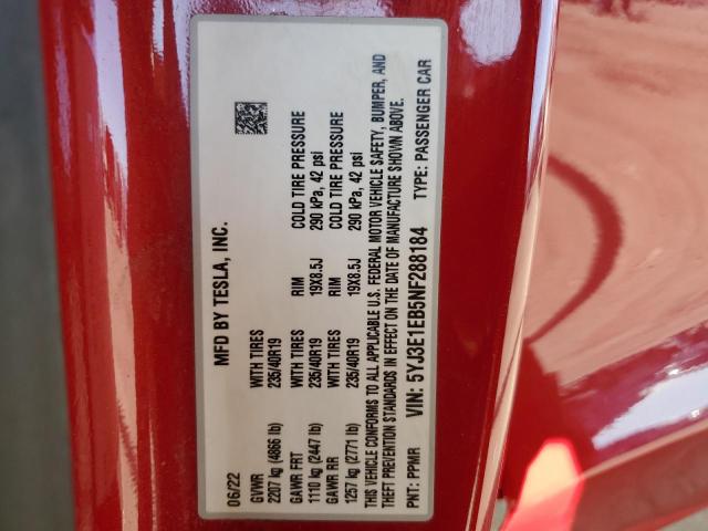 2022 TESLA MODEL 3 - 5YJ3E1EB5NF288184