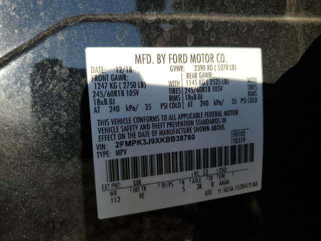 VIN 2FMPK3J9XKBB38780 2019 FORD EDGE no.14