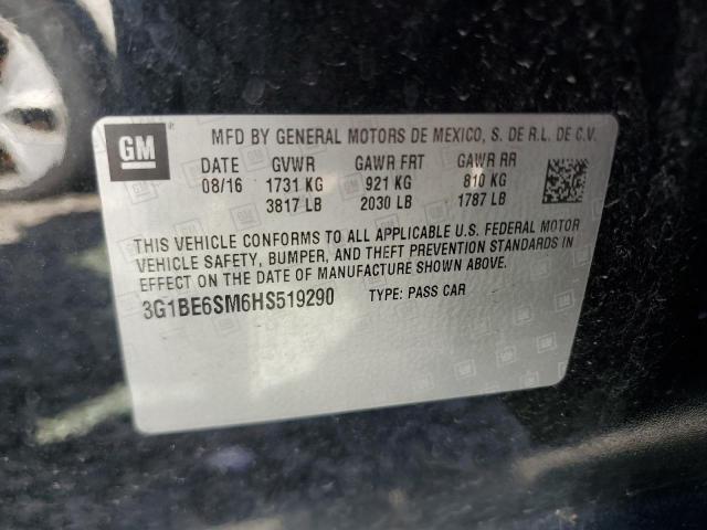 2017 CHEVROLET CRUZE LT - 3G1BE6SM6HS519290