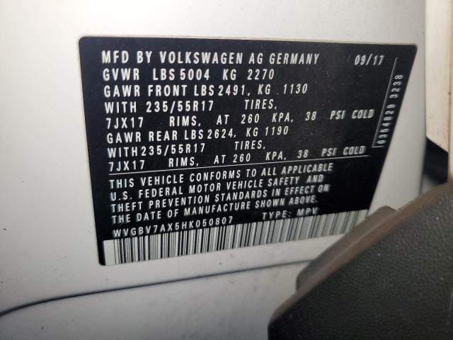 2017 VOLKSWAGEN TIGUAN S - WVGBV7AX5HK050807