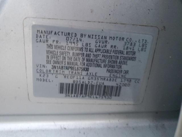 VIN 3N1AB7AP9EL675930 2014 Nissan Sentra, S no.12