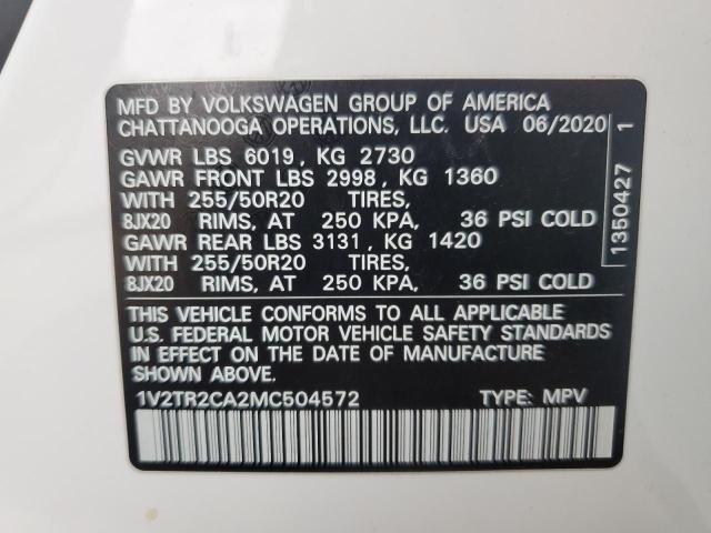2021 VOLKSWAGEN ATLAS SEL - 1V2TR2CA2MC504572